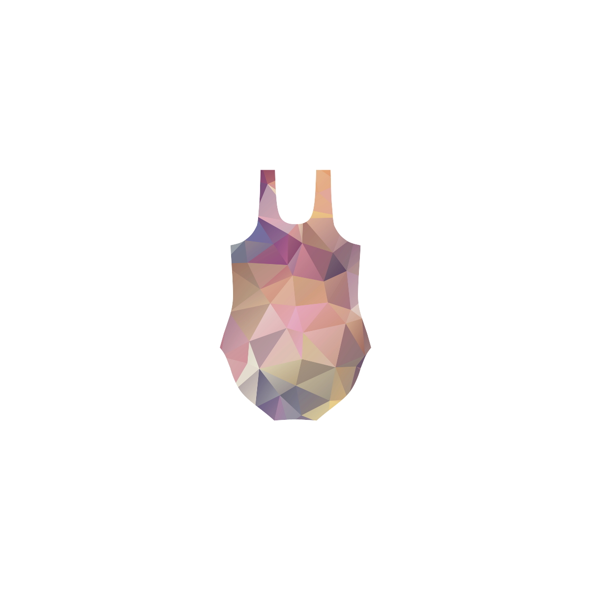 Polygon gray pink Vest One Piece Swimsuit (Model S04)