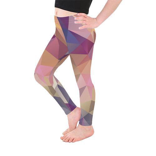 Polygon gray pink Kid's Ankle Length Leggings (Model L06)