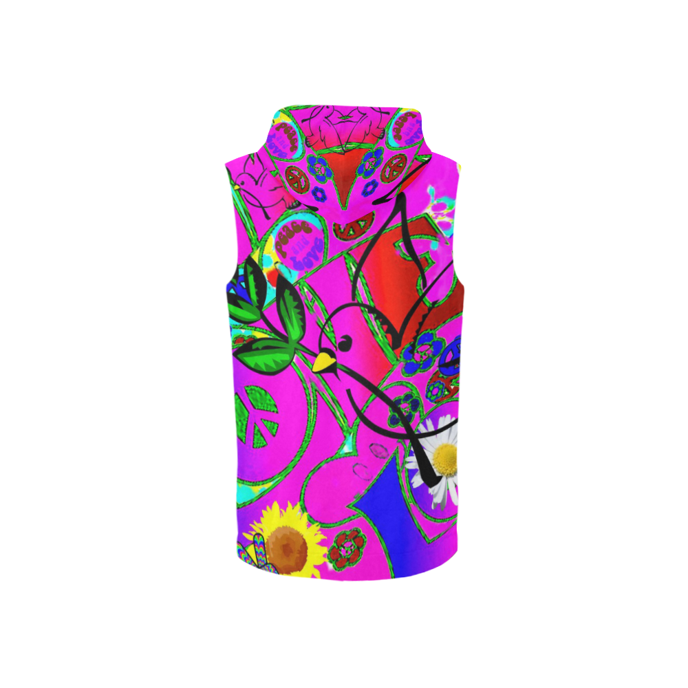 From the "With Love" Fashion Collection All Over Print Sleeveless Zip Up Hoodie for Women (Model H16)