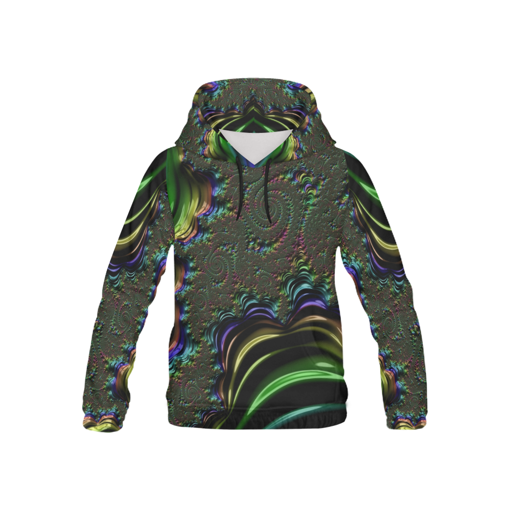 Tropical Rainbow Glaciers Fractal Abstract All Over Print Hoodie for Kid (USA Size) (Model H13)