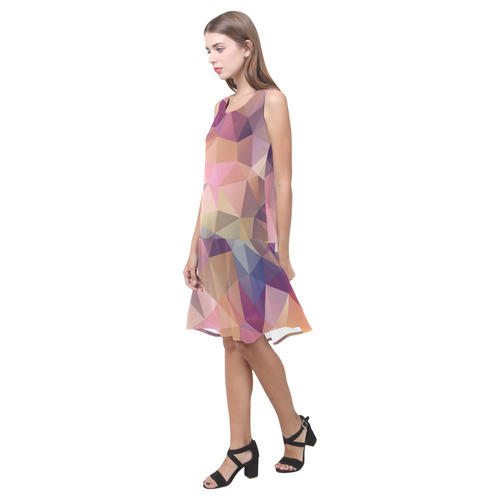 Polygon gray pink Sleeveless Splicing Shift Dress(Model D17)