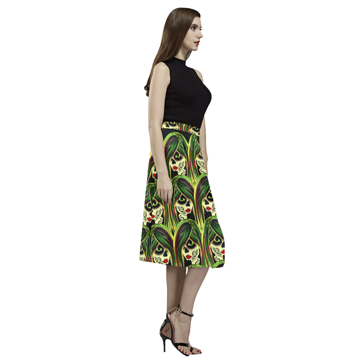 Fashionista sugarskull gals - green Aoede Crepe Skirt (Model D16)