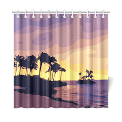 Tropical Beach Palm Trees Sunset Shower Curtain 72"x72"