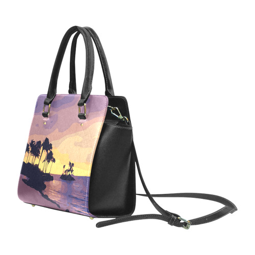 Tropical Beach Palm Trees Sunset Classic Shoulder Handbag (Model 1653)