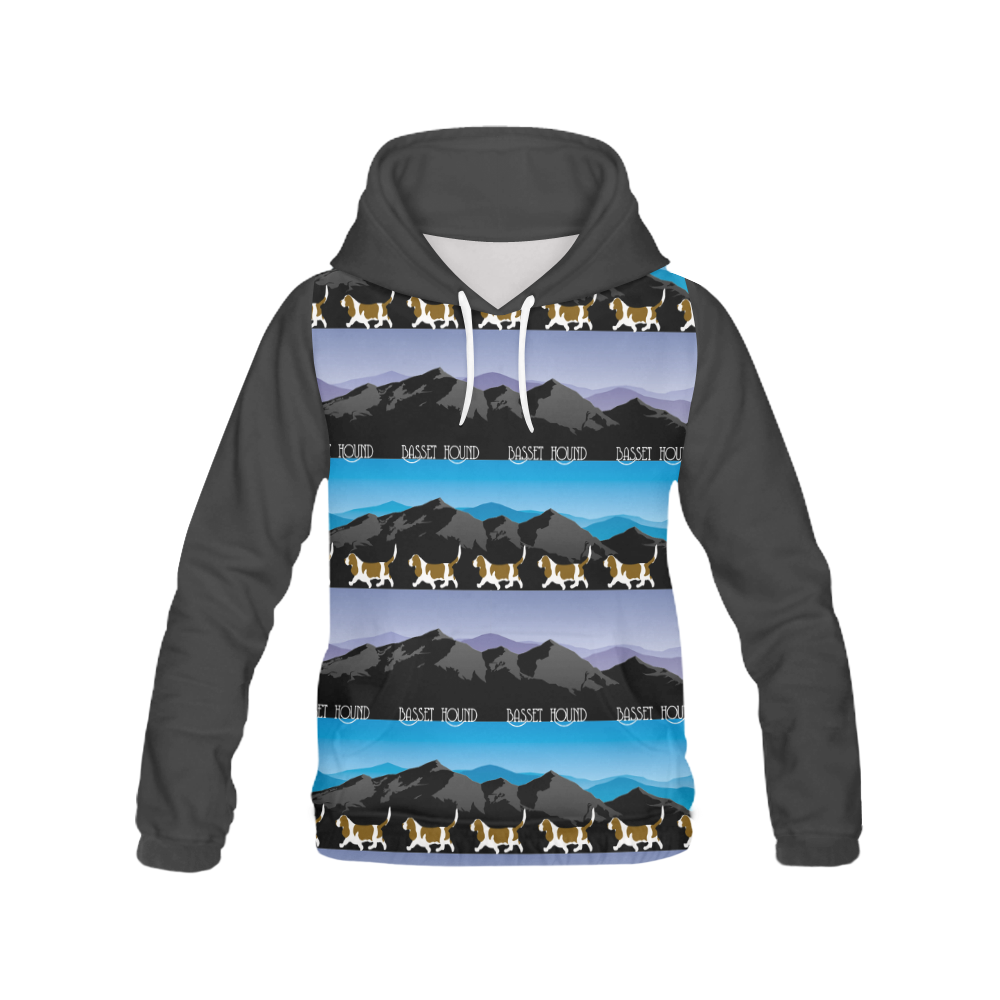 Basset Hound Rockin The Rockies All Over Print Hoodie for Men (USA Size) (Model H13)