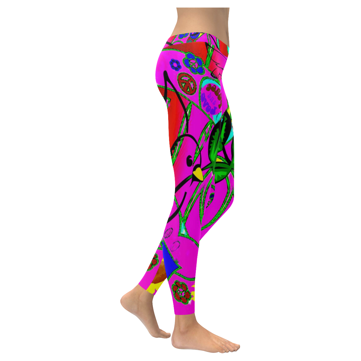 "With Love" Collection Women's Low Rise Leggings (Invisible Stitch) (Model L05)