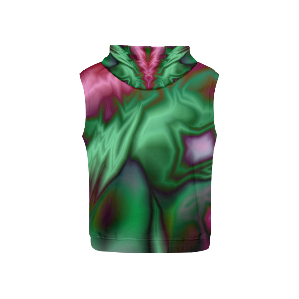 Abstract psychedelic pattern . red and green . All Over Print Sleeveless Hoodie for Kid (Model H15)
