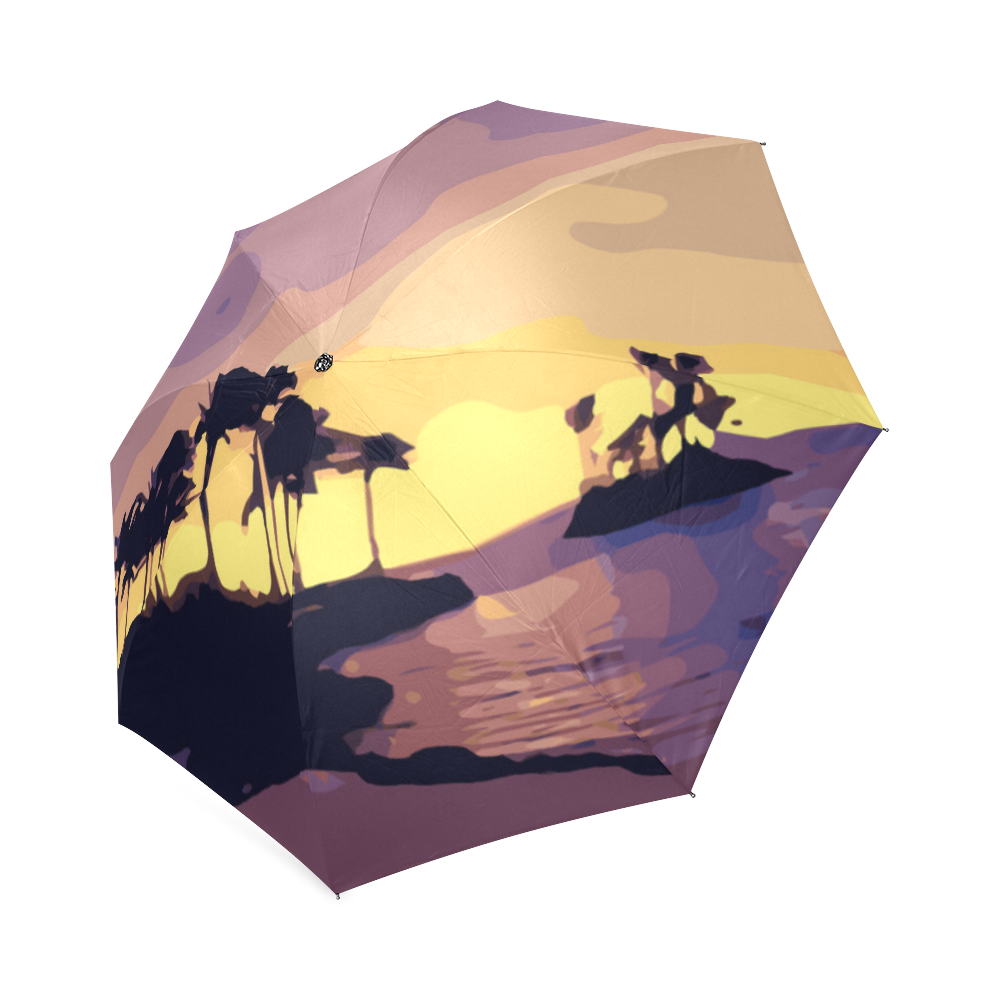 Tropical Beach Palm Trees Sunset Foldable Umbrella (Model U01)