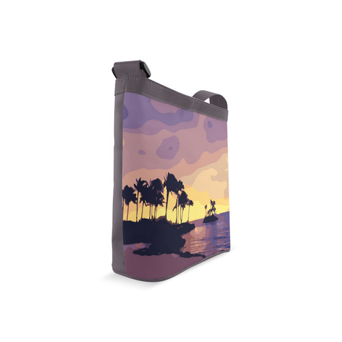 Tropical Beach Palm Trees Sunset Crossbody Bags (Model 1613)