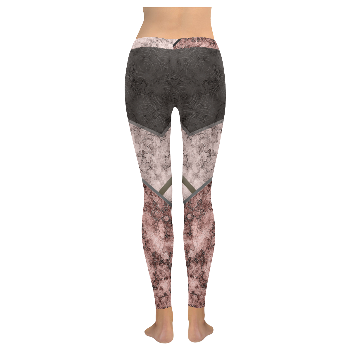 Pink and gray marble . patchwork , gray , pink , marble , marble , pink marble Women's Low Rise Leggings (Invisible Stitch) (Model L05)