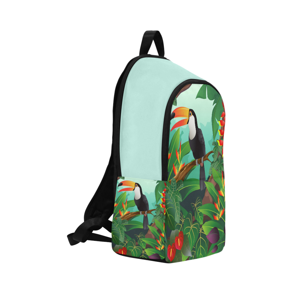 Toucan Tropical Jungle Floral Landscape Fabric Backpack for Adult (Model 1659)