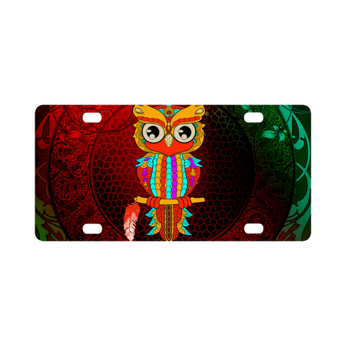 Cute owl, mandala design Classic License Plate