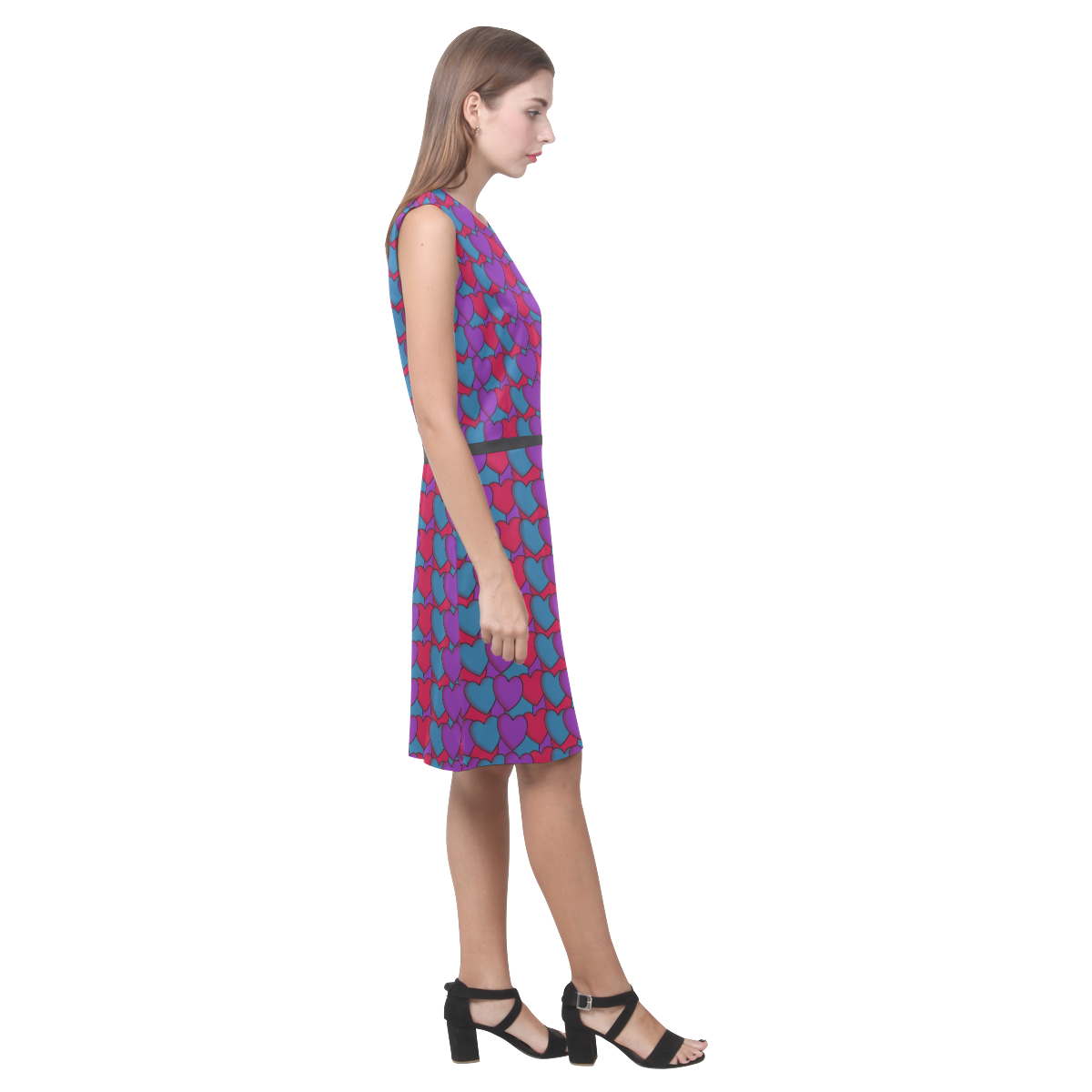 Love Hearts Eos Women's Sleeveless Dress (Model D01)