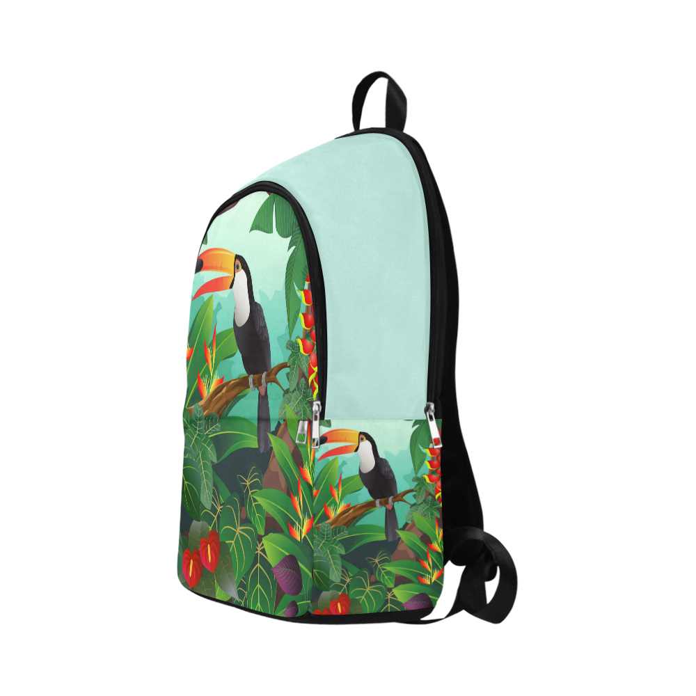 Toucan Tropical Jungle Floral Landscape Fabric Backpack for Adult (Model 1659)