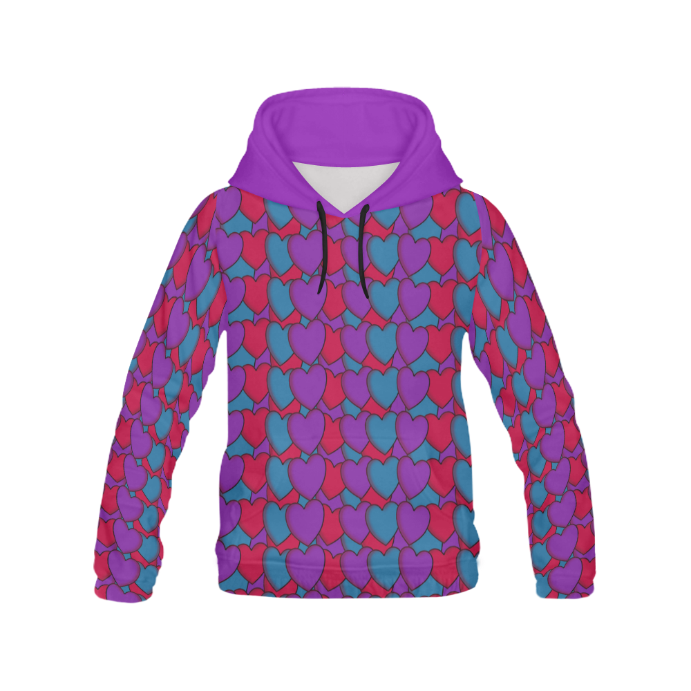 Love Hearts All Over Print Hoodie for Men (USA Size) (Model H13)