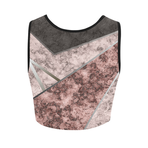 Pink and gray marble . patchwork , gray , pink , marble , marble , pink marble Women's Crop Top (Model T42)