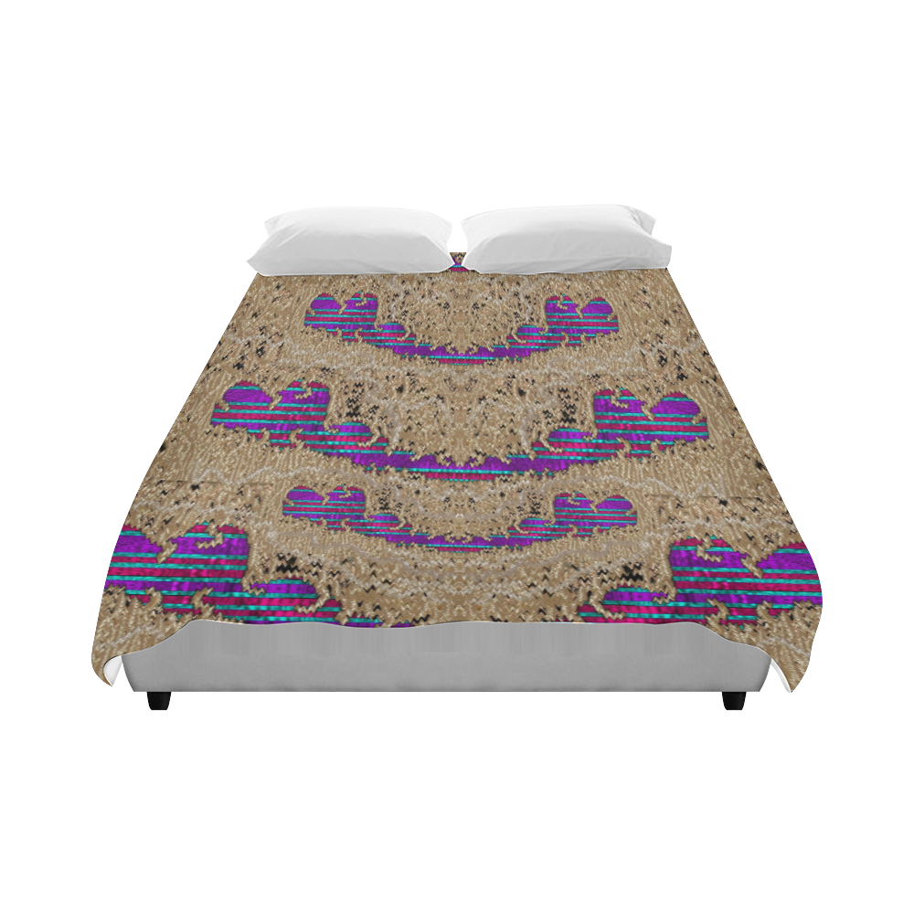Pearl lace and smiles in peacock style Duvet Cover 86"x70" ( All-over-print)