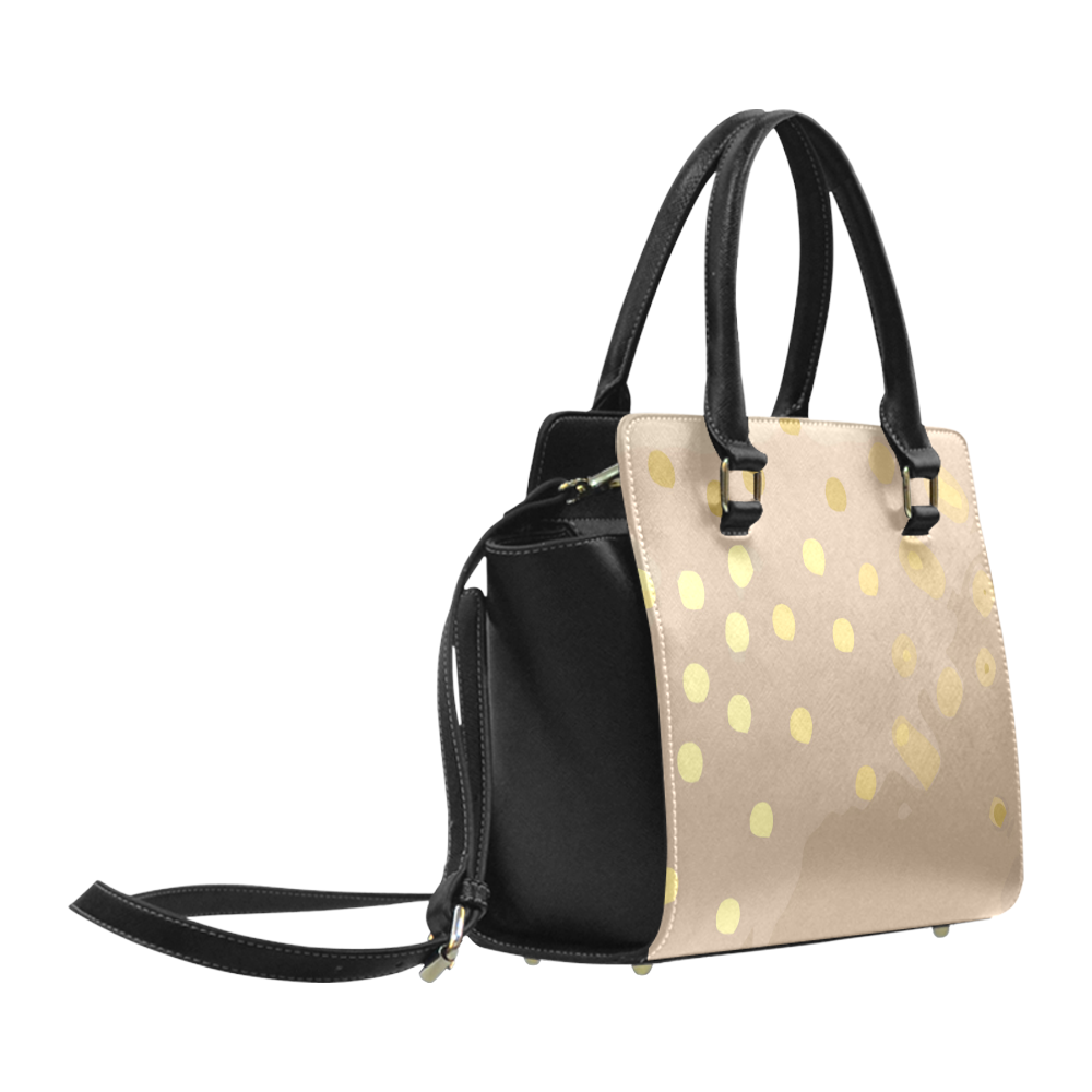 Gold Dots Abstract Classic Shoulder Handbag (Model 1653)