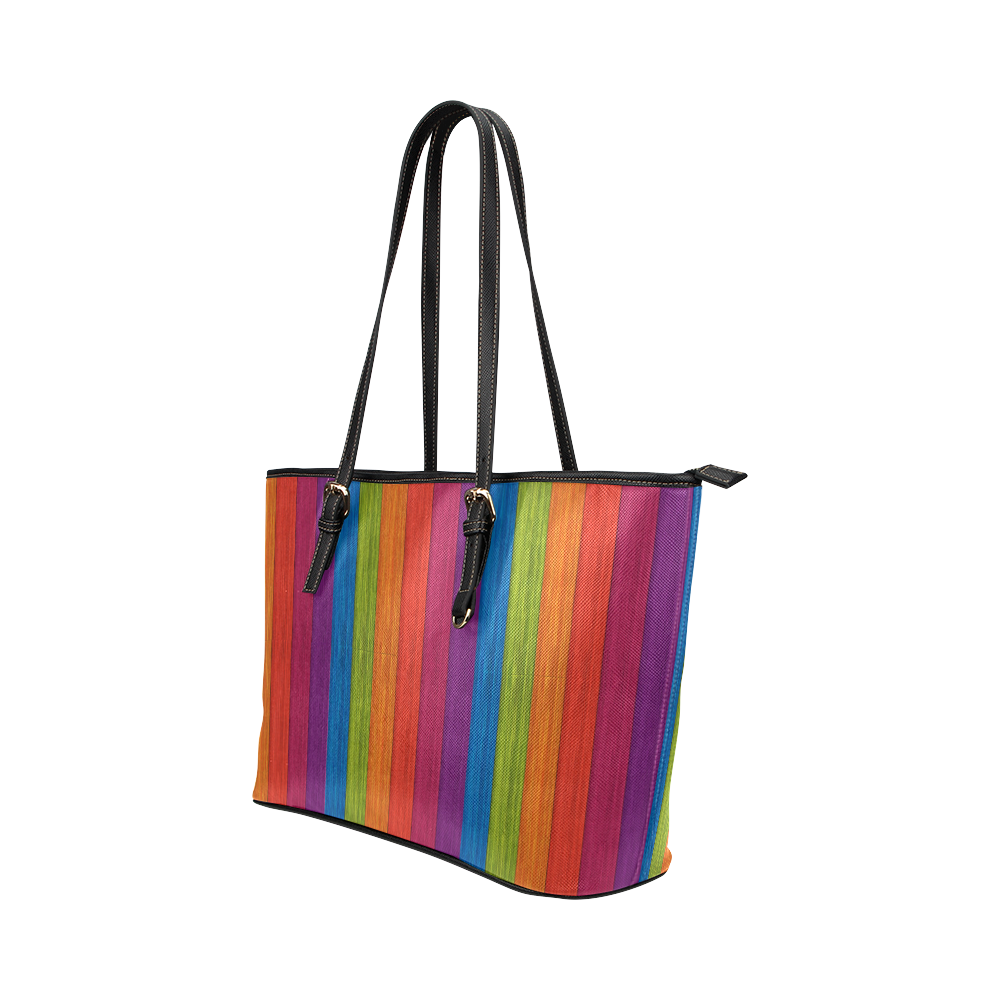 rainbow peace Leather Tote Bag/Small (Model 1651)