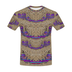 Pearl lace and smiles in peacock style All Over Print T-Shirt for Men (USA Size) (Model T40)