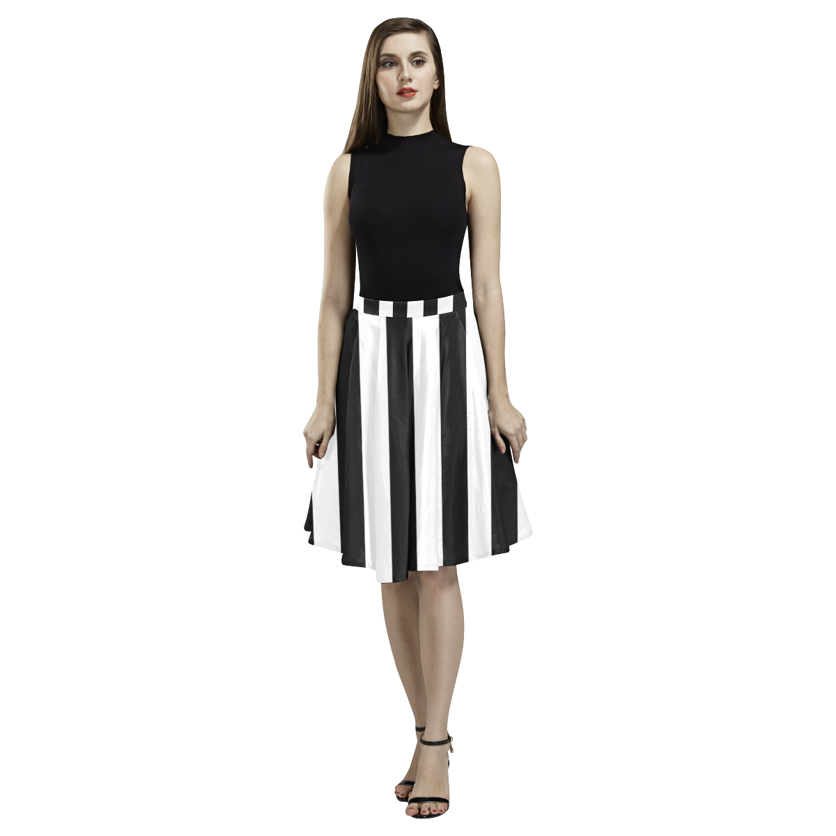 Piano Key Collection Melete Pleated Midi Skirt (Model D15)