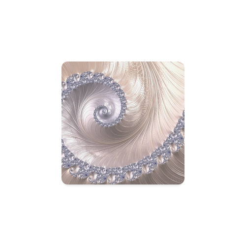 Diamond and Pearl Seashell Swirls Fractal Abstract Square Coaster
