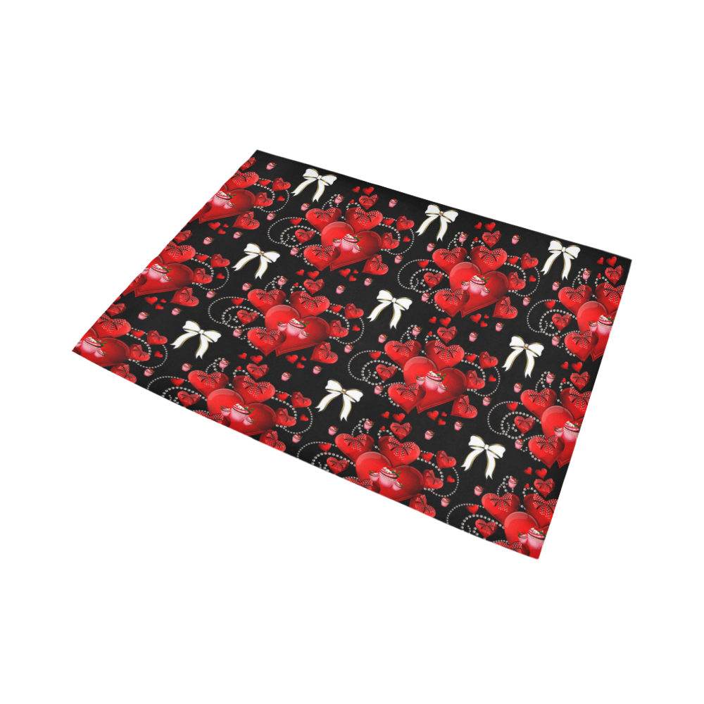 Rockabilly hearts and bows Area Rug7'x5'