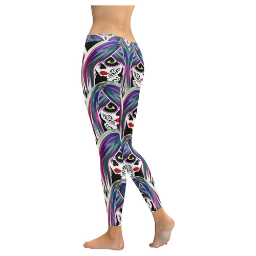 Fashionista gal sugarskull Women's Low Rise Leggings (Invisible Stitch) (Model L05)