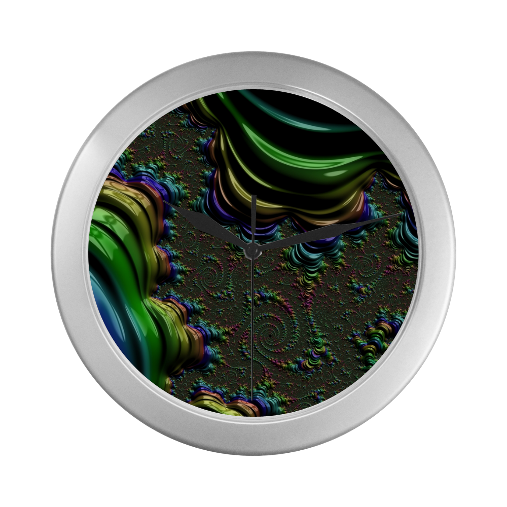 Tropical Rainbow Glaciers Fractal Abstract Silver Color Wall Clock