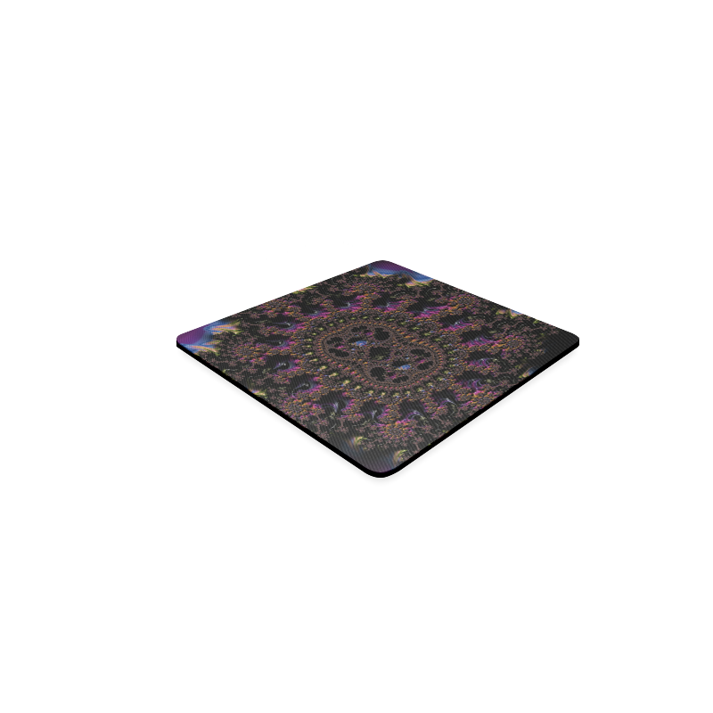 Ancient Aztec Medallion Fractal Abstract Square Coaster
