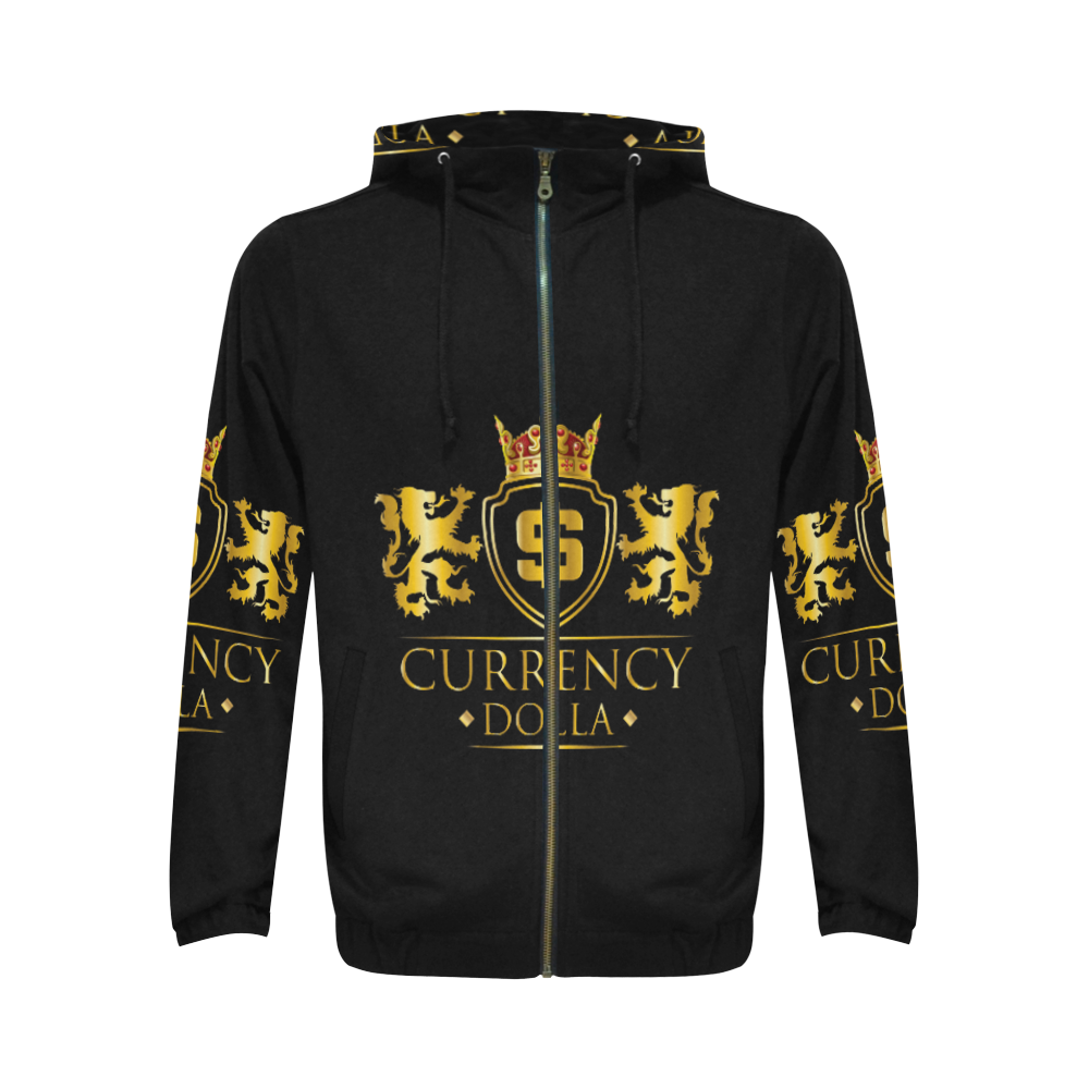 CURRENCY_DOLLA All Over Print Full Zip Hoodie for Men (Model H14)
