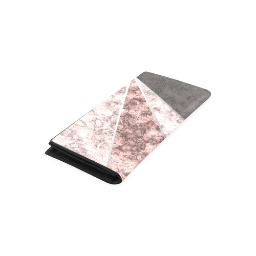 Pink and gray marble Women's Leather Wallet (Model 1611)