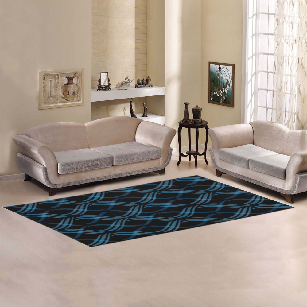 Ocean Blue Ribbons 2 Area Rug 9'6''x3'3''