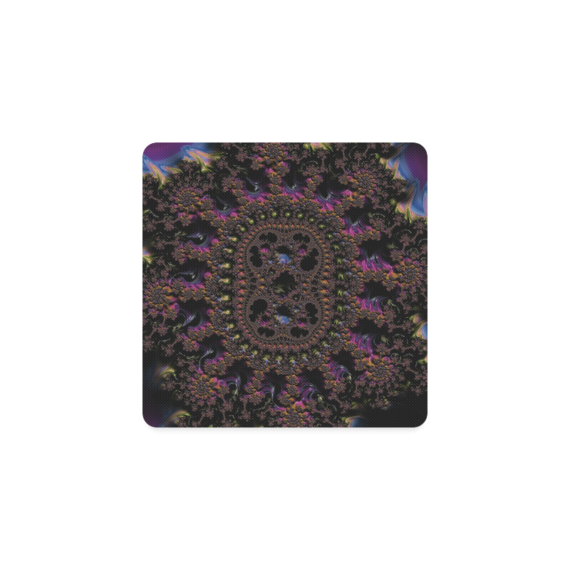 Ancient Aztec Medallion Fractal Abstract Square Coaster