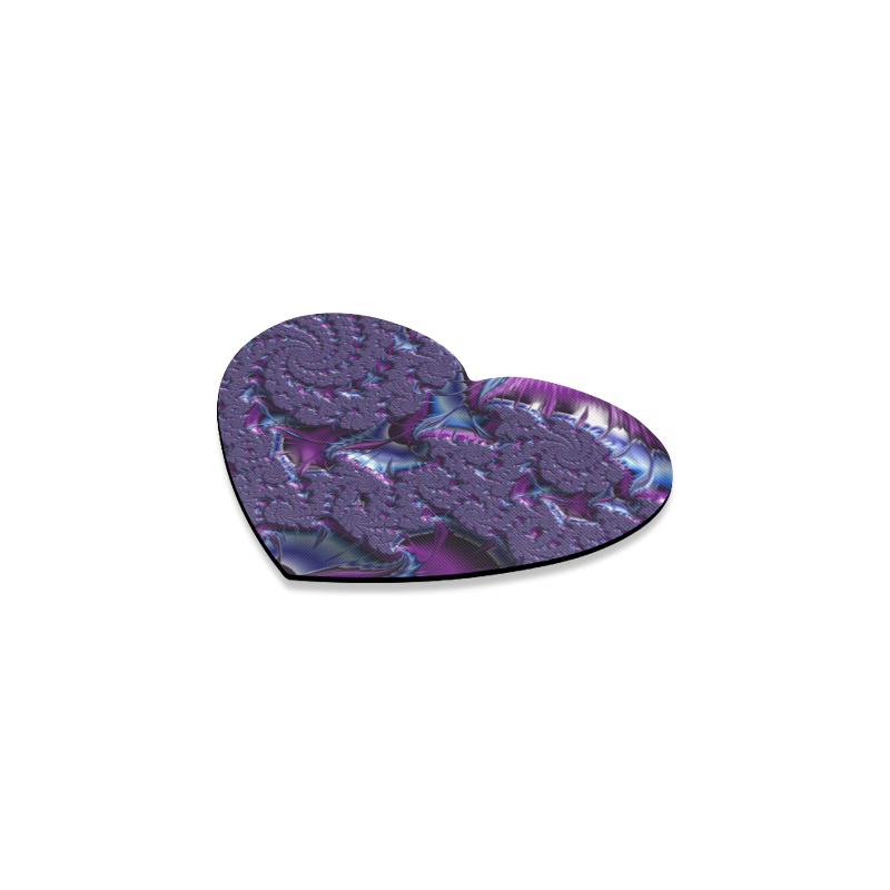 Flowery Tropical Islands Fractal Abstract Heart Coaster