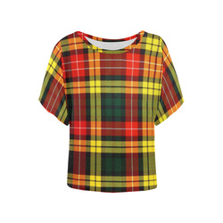 Buchanan Tartan Women's Batwing-Sleeved Blouse T shirt (Model T44)