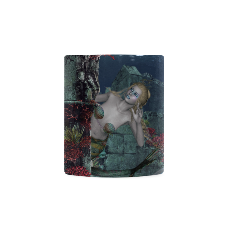 Beautiful mermaid swimming with dolphin White Mug(11OZ)