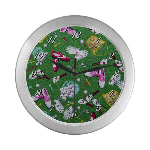 Ladies Tee Time Golf Silver Color Wall Clock