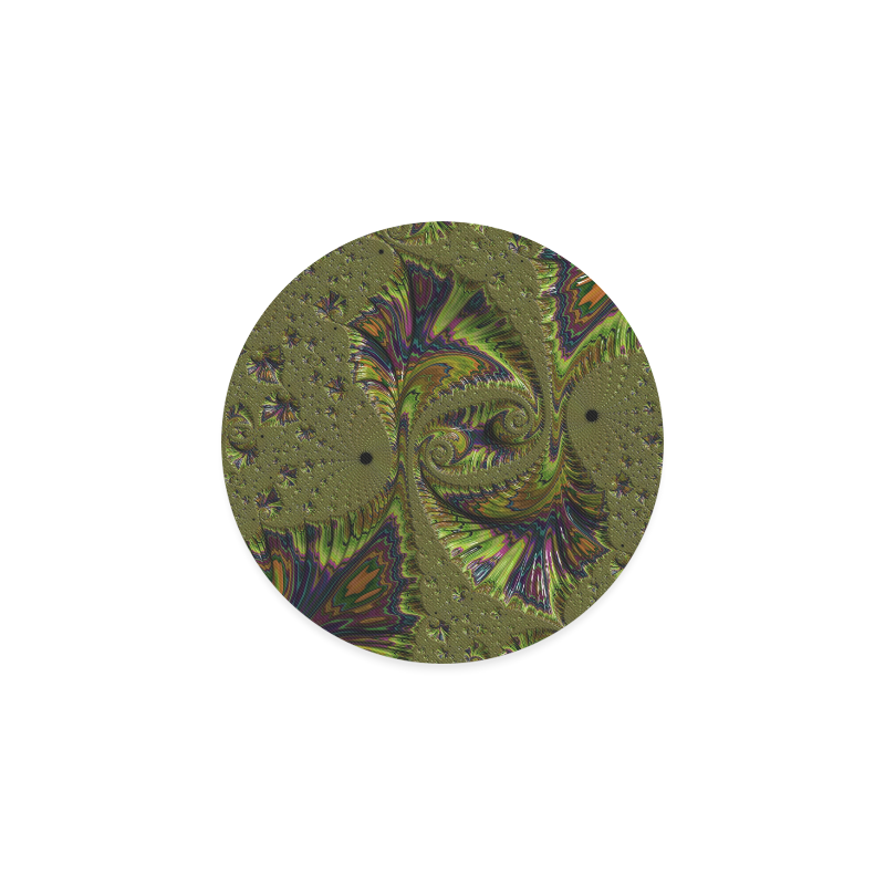 Rainbow Fern Frond Fossils Fractal Abstract Round Coaster