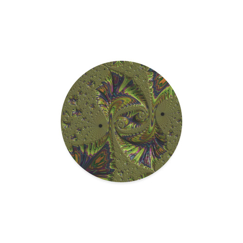Rainbow Fern Frond Fossils Fractal Abstract Round Coaster