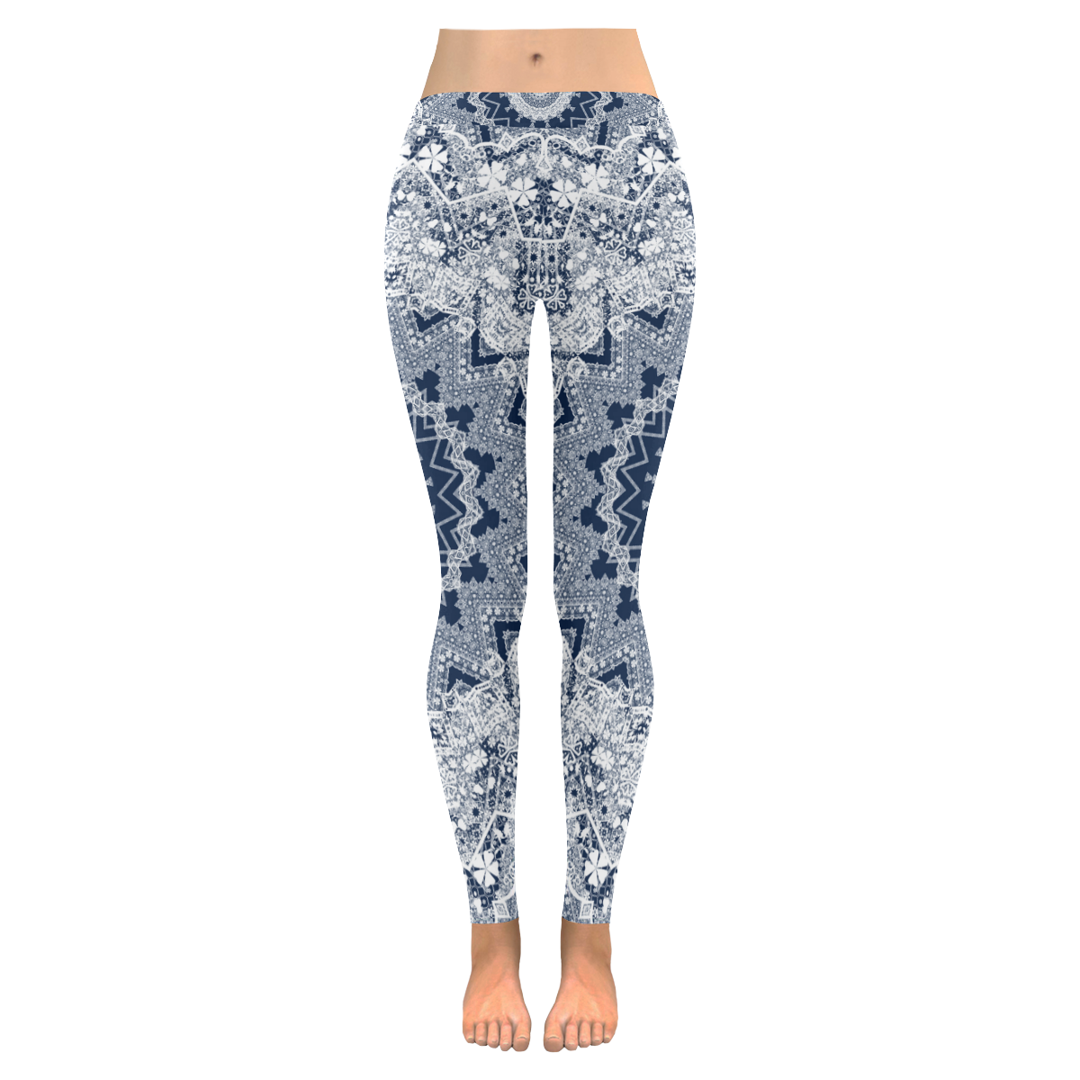 White blue lace kaleidoscope Low Rise Leggings (Invisible Stitch ...