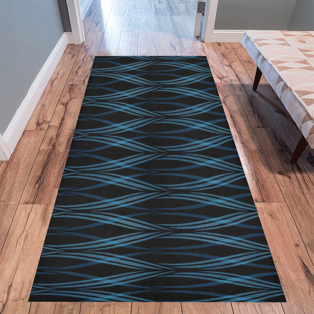 Ocean Blue Ribbons Area Rug 9'6''x3'3''