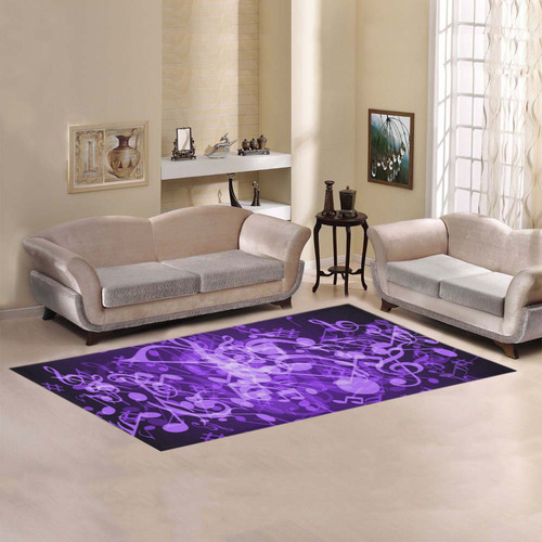 Purple Glow Music Notes Area Rug 7'x3'3''