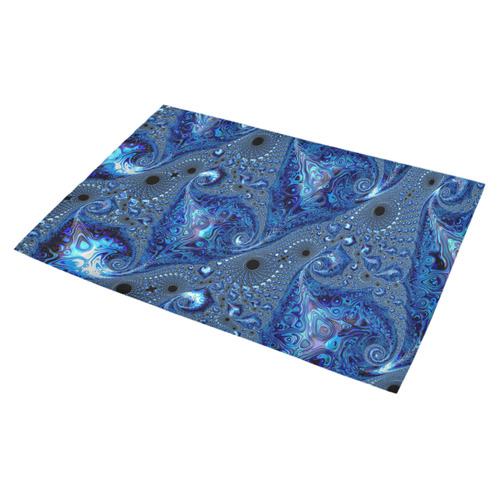 Sapphire Ocean Waves and Shells Fractal Abstract Azalea Doormat 30" x 18" (Sponge Material)