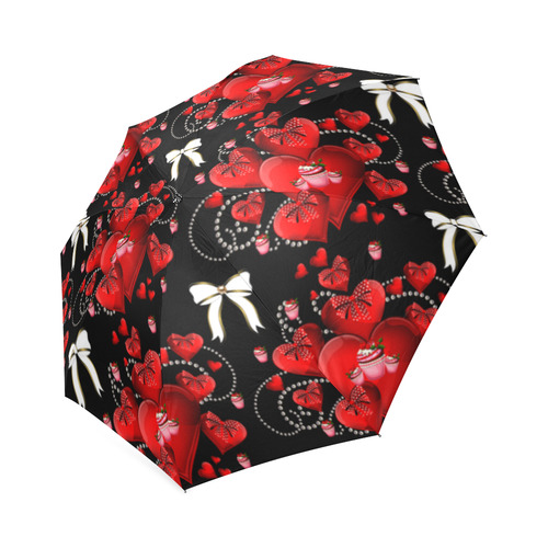 Rockabilly bows and hearts Foldable Umbrella (Model U01)