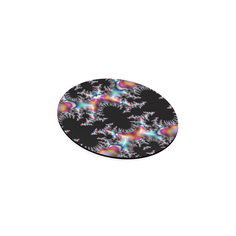 Rainbow Coral Reef Fractal Abstract Round Coaster