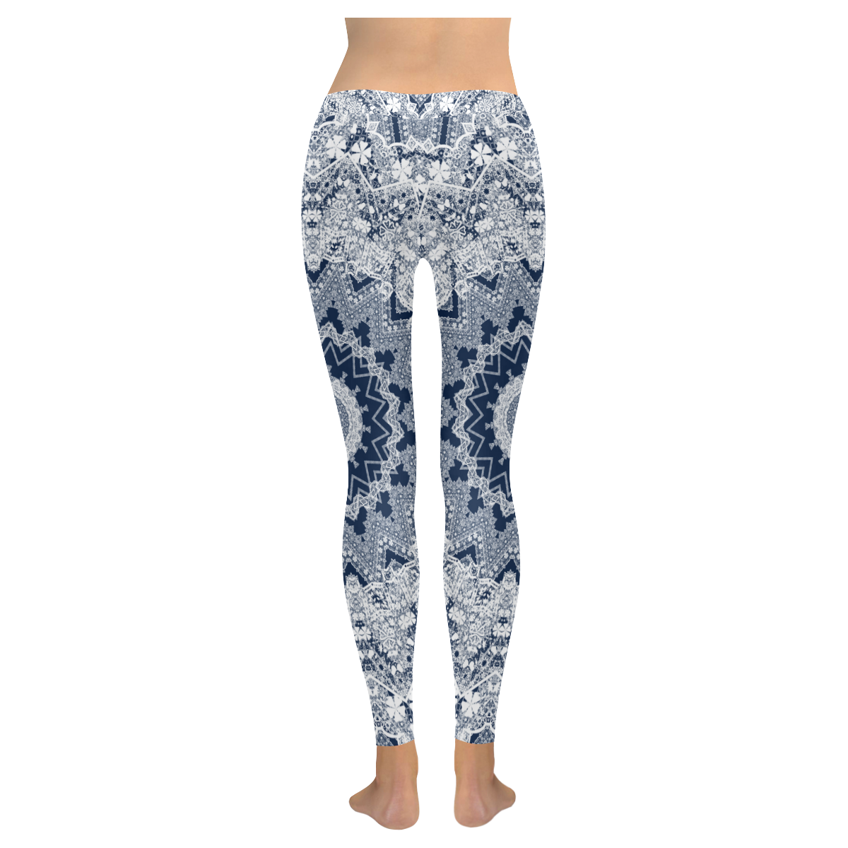 White blue lace kaleidoscope Low Rise Leggings (Invisible Stitch ...