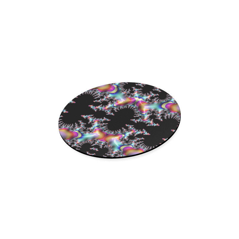 Rainbow Coral Reef Fractal Abstract Round Coaster