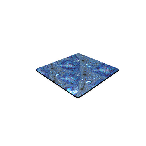 Sapphire Ocean Waves and Shells Fractal Abstract Square Coaster