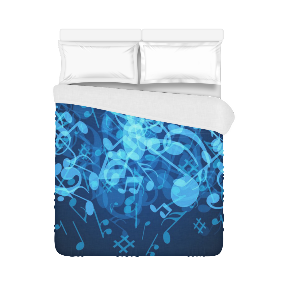 Blue Glow Music Notes Duvet Cover 86"x70" ( All-over-print)